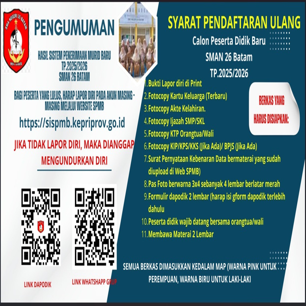 Pengumuman Hasil sistem Penerimaan Siswa Baru T.P 2025/2026